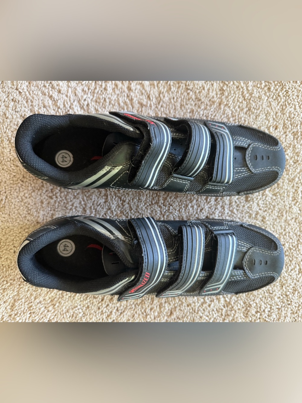 Specialized Black and Silver Men's Cycling Shoes with Triple Strap Closure